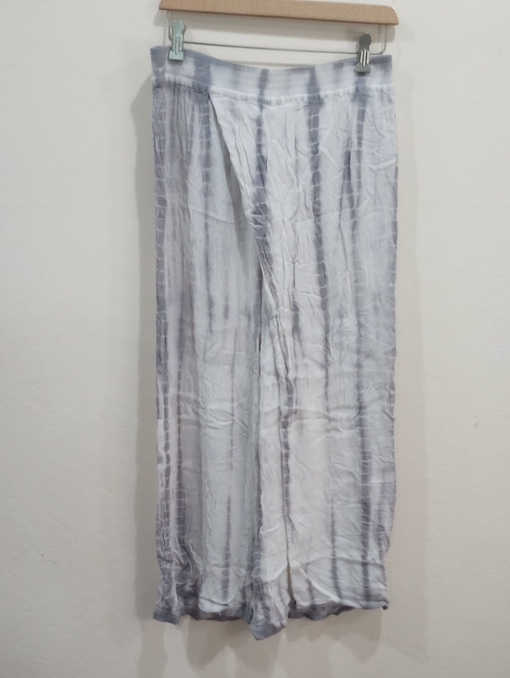Anthropologie Mermaid Beachcomber Wide Leg Tie Dye  Gray And White Pants, Size M - Picture 4 of 16